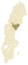 Carte représentant la province d'Ångermanland au sein de la Suède, au nord-est du pays.