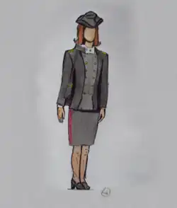 Dessin du Grand Uniforme féminin en 1972.