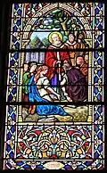 Vitrail de saint Clair donnant la confirmation à Réguiny.
