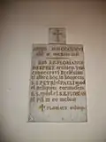 Informations en latin sur la date de la consécration de l'église par Mgr Florian Desprez, archevêque de Toulouse.
