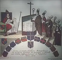 Suffragants de Reims en 1308, gravure de Jacques Dassonville.