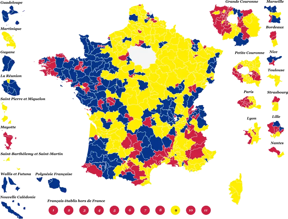 Candidats arrivés en 2e position dans chaque circonscription législative au 1er tour.