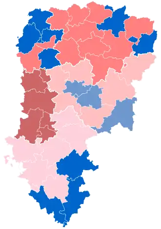 Nuance politique des candidats arrivés en tête dans chaque canton au 2e tour dans le département de l'Aisne.