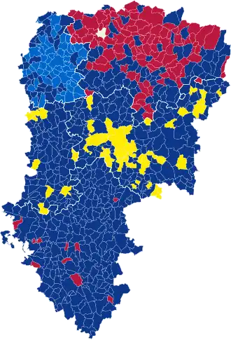 Nuance politique des candidats arrivés en tête dans chaque commune au 2e tour dans le département de l'Aisne.