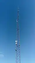 Site d'émission du Mont Luisandre (antennes d'émission au sommet, vue d'ensemble du pylône).