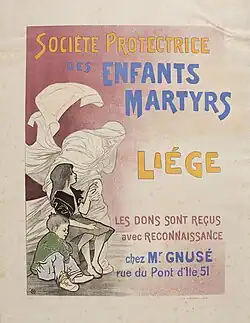 Affiche couleur montrant deux enfants, en guenilles.