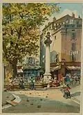 Émile Henry, La Place d’Aubagne, aquarelle, fin XIXe&nbsp;siècle.