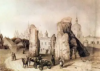 La Porte dorée. Illustration de Mikhaïl Sajine, 1846.