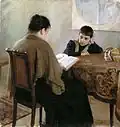 Au livre, 1900, toile, huile, Musée de peinture de l'Extrême-Orient.