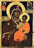 La Vierge Odigitria de Smolensk au Musée national des beaux-arts de Biélorussie.Origine village de Doubenets (voblast de Brest), Raïon de Stoline
