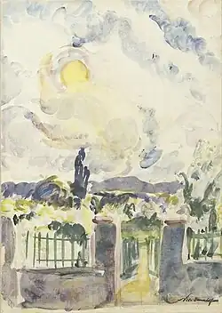 Entrée du parc un jour de pluie.