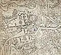 Détail du plan de Kiev par Melenski en 1803 :Podil, un port fluvial aux chemins tortueux, un paysage alternant les emprises de grands monastères et des maisons simples.