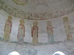 Peinture dans la coupole de la tour-escalier XIIe&nbsp;siècle