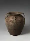 Grand panier à fleurs en bambou madake (Phyllostachys bambusoides), avec des touches de rotin, par Hayakawa Shōkōsai I (seconde moitié du XIXe&nbsp;siècle).