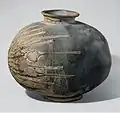 Bouteille, grès Sue. H. 37 cm. Fin VIe&nbsp;siècle. Met.