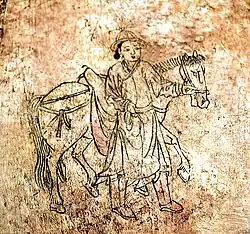 Cérémonie : la jeune palefrenière et le cheval