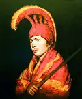 Homme portant le ʻahuʻula et le mahiole.