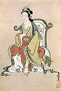 Reine-mère d’Occident. Rouleau suspendu, 95,2 x 37,1 cm. V. 1705. Encre et couleurs / soie / papier. Kimbel A M