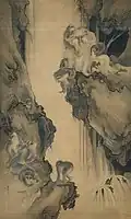 Cascade et singes, Shibata Zeshin, 1872.