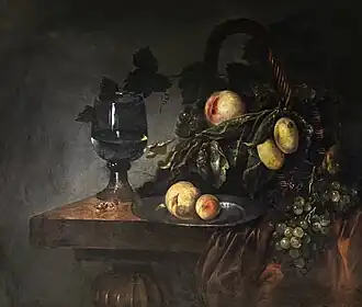 Nature morte aux pêches et aux raisins - Bartholomeus Assteyn