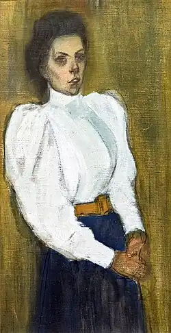 Femme au corsage blanc vers 1900.