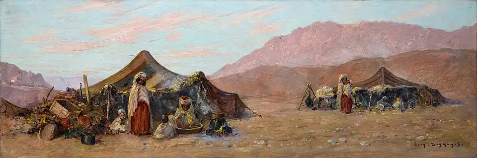 Campement nomade dans le sud Algérien - Eugène Deshayes