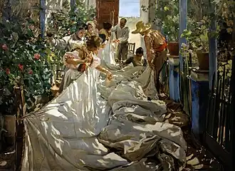 Cousant la voile, 1896.