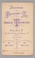 Dos d'une photo carte.