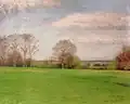 Paysage avec arbres et pâturage (huile sur contreplaqué, 1921)