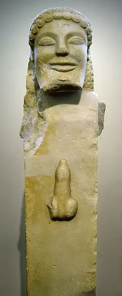 Hermès ithyphallique. Vers 520 av. J.-C, Musée d'Athènes.