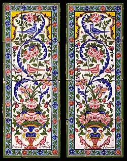 Panneaux réalisés au XIXe&nbsp;siècle par Owji (fa:اوجی).