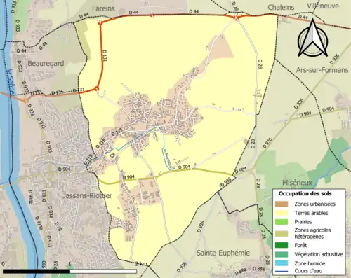 Carte en couleurs présentant l'occupation des sols.