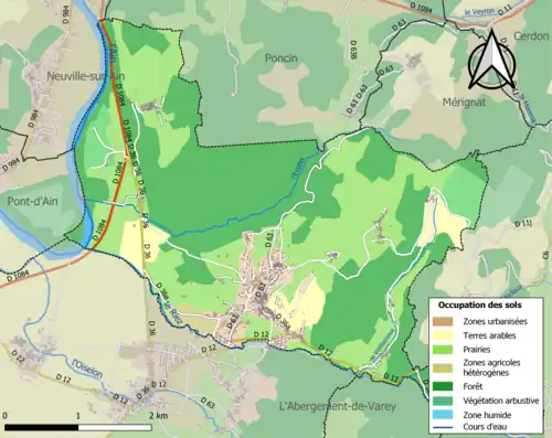 Carte en couleurs présentant l'occupation des sols.