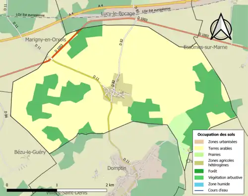 Carte en couleurs présentant l'occupation des sols.