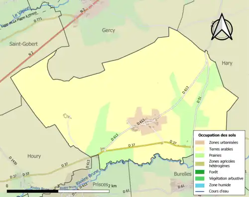 Carte en couleurs présentant l'occupation des sols.