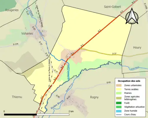 Carte en couleurs présentant l'occupation des sols.
