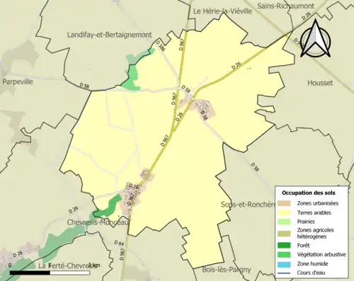 Carte en couleurs présentant l'occupation des sols.