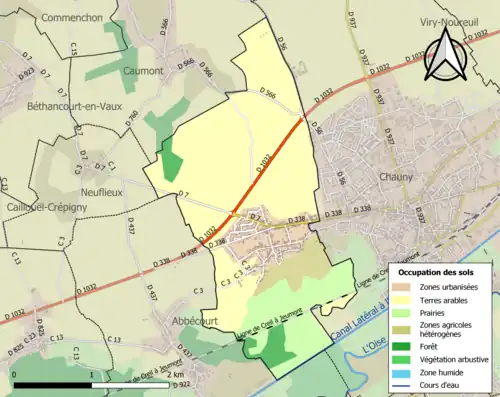 Carte en couleurs présentant l'occupation des sols.