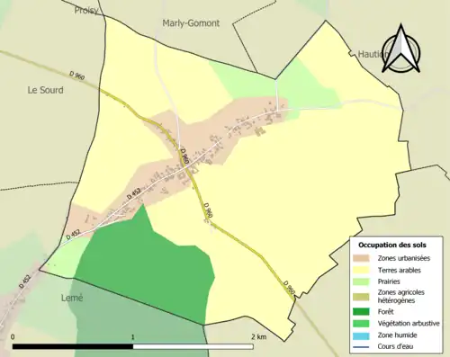 Carte en couleurs présentant l'occupation des sols.