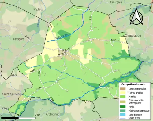 Carte en couleurs présentant l'occupation des sols.
