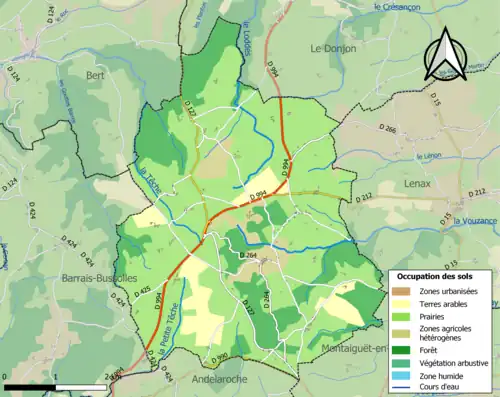 Carte en couleurs présentant l'occupation des sols.