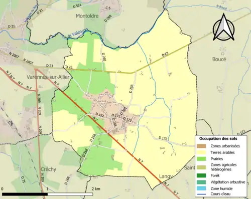Carte en couleurs présentant l'occupation des sols.
