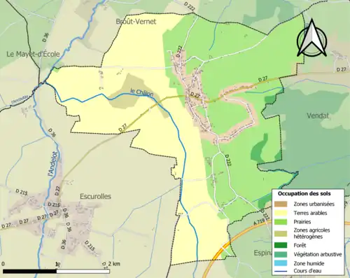 Carte en couleurs présentant l'occupation des sols.