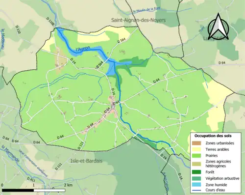 Carte en couleurs présentant l'occupation des sols.