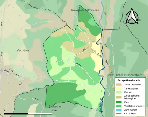 Carte en couleurs présentant l'occupation des sols.