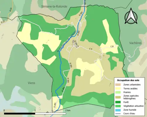Carte en couleurs présentant l'occupation des sols.