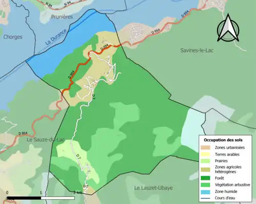 Carte en couleurs présentant l'occupation des sols.