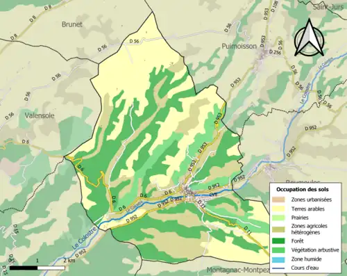 Carte en couleurs présentant l'occupation des sols.
