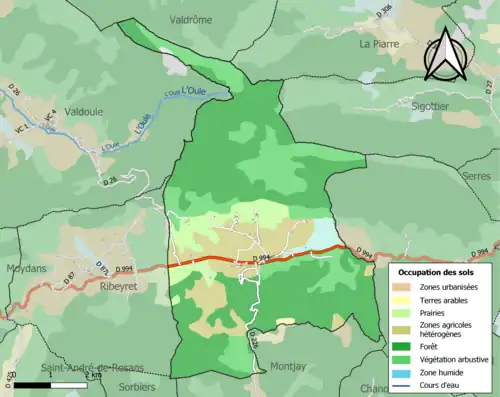 Carte en couleurs présentant l'occupation des sols.