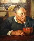 Jacques Vaillant (1879-1933) : Breton au bol (vers 1913, huile sur bois, musée de Pont-Aven).